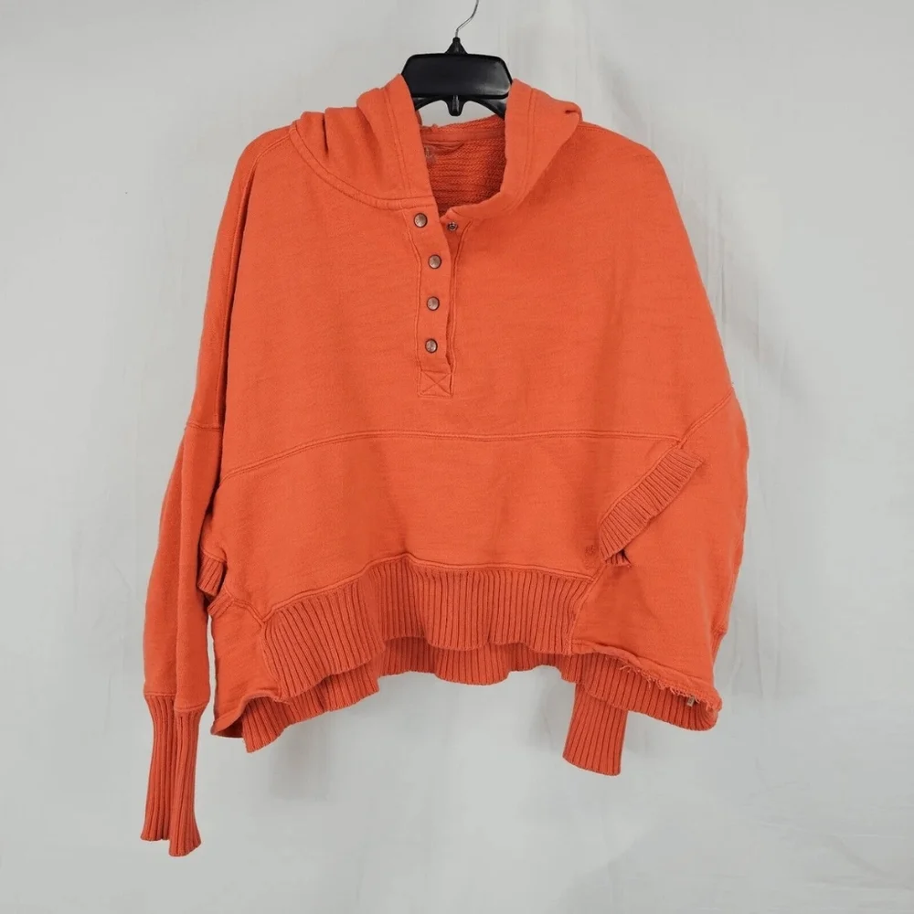 Free People Dove Honey Hooded Sweater Orange (Medium) - Picture 1 of 2
